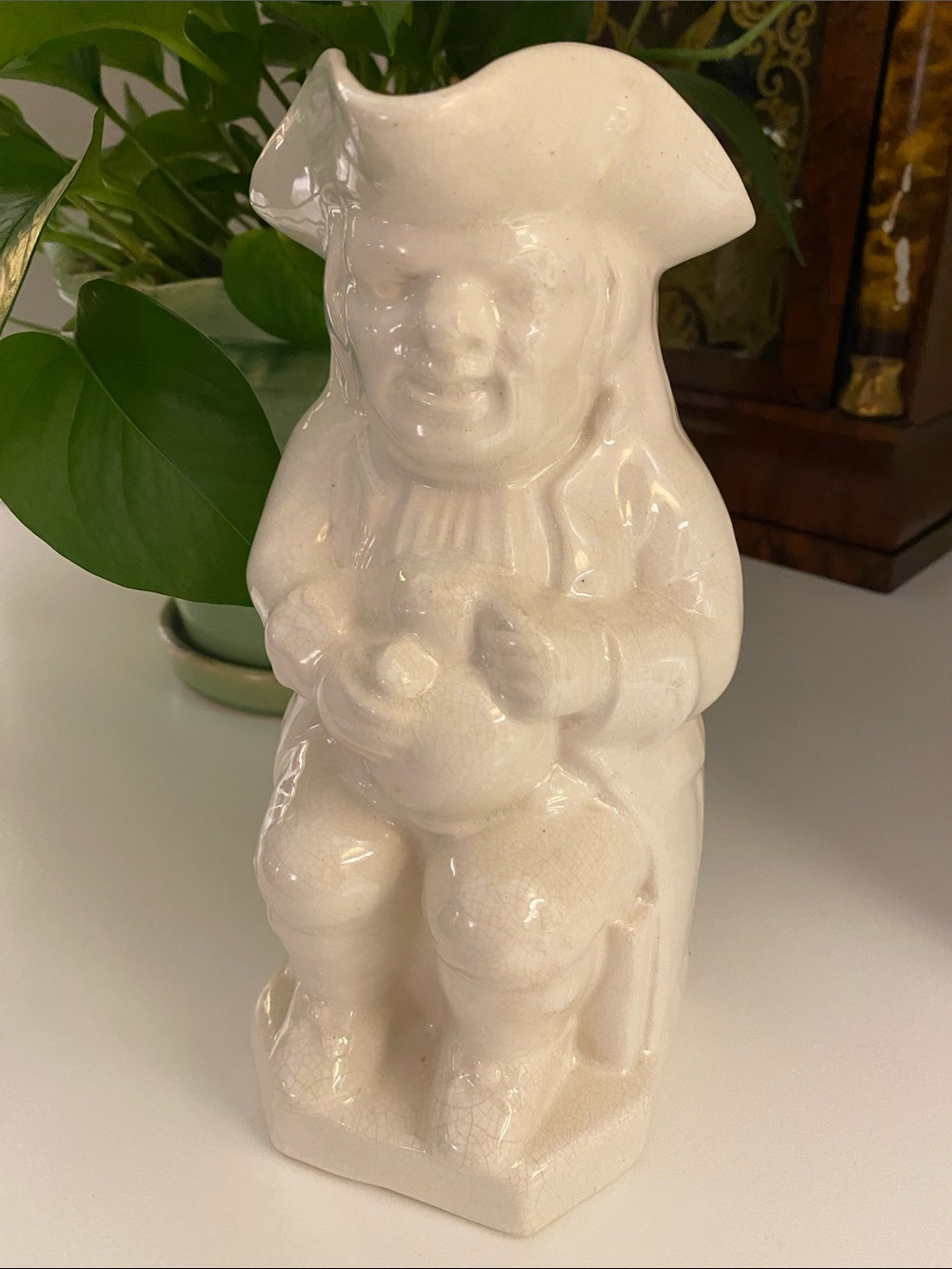White Ceramic Toby Jug Pitcher - Classic Figural Home Accent